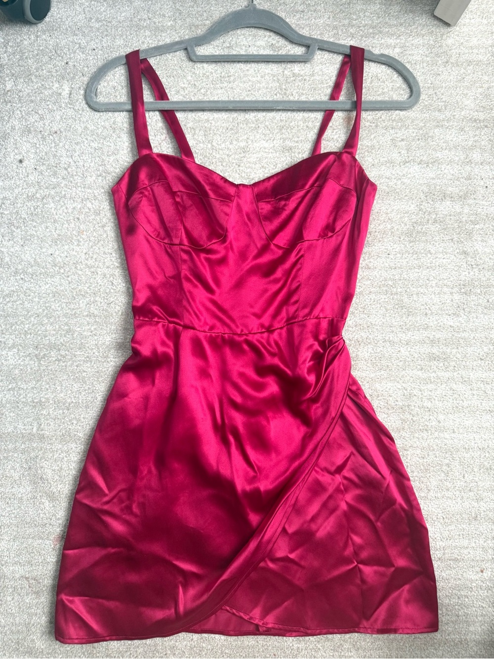 Reformation Hot Pink Satin Mini Dress